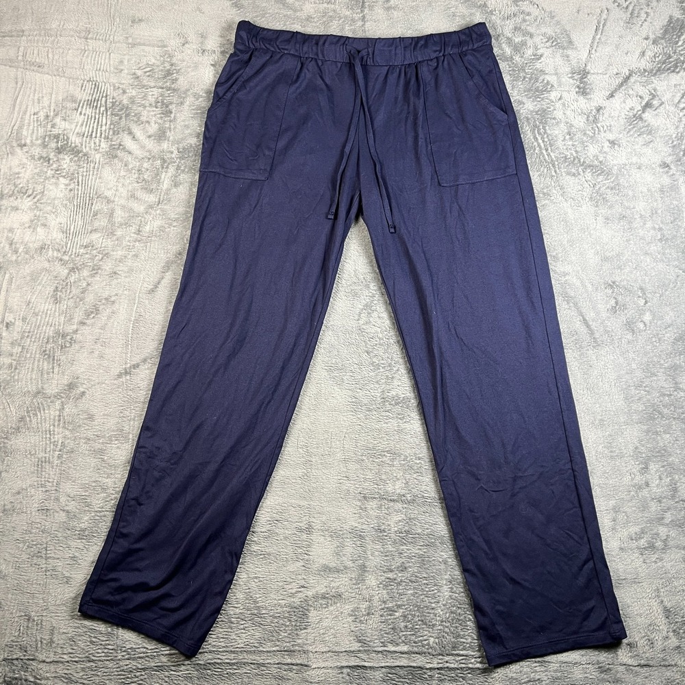 Lucky Brand Lounge Pants Womens Medium Navy Blue Drawstring Straight Leg Pockets